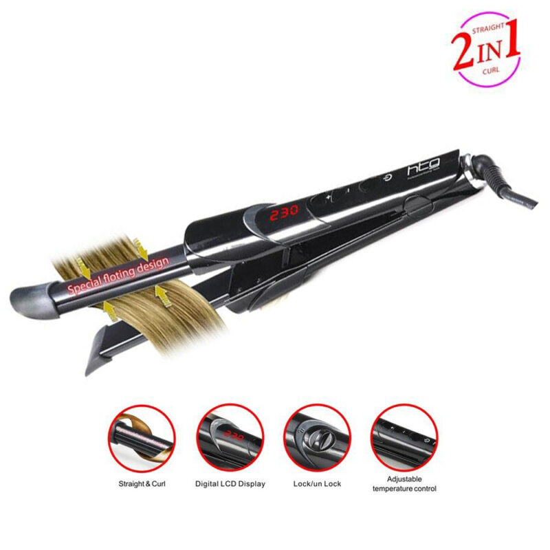 HairTech HT043 Πρέσα - Ηλεκτρικό Σίδερο Μαλλιών 2σε1 Μαύρη