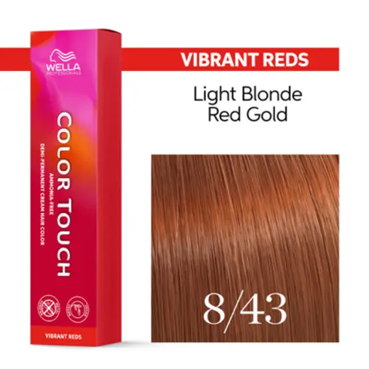 Wella Professionals Color Touch Vibrant Reds 8/43 Ξανθό Ανοιχτό Κόκκινο Χρυσό 60ml